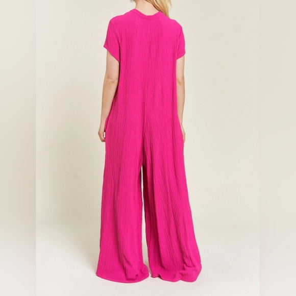 #561 FINAL PRICE 🛑 S TRENDY BOHO Textured Short Sleeve Jumpsuit  - Picture 4 of 8